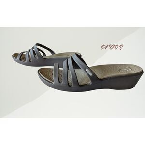 Crocs Rhonda Wedge Croslite Slip On 4 Strap Sandal/Shoes  Sz 10